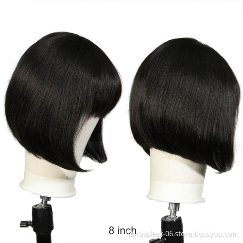 Rebecca Wholesale Straight Bob Wig Brazilian Remy Hair Human Hair Wigs For Women Ombre Color Full Machine Made Wig With Bang